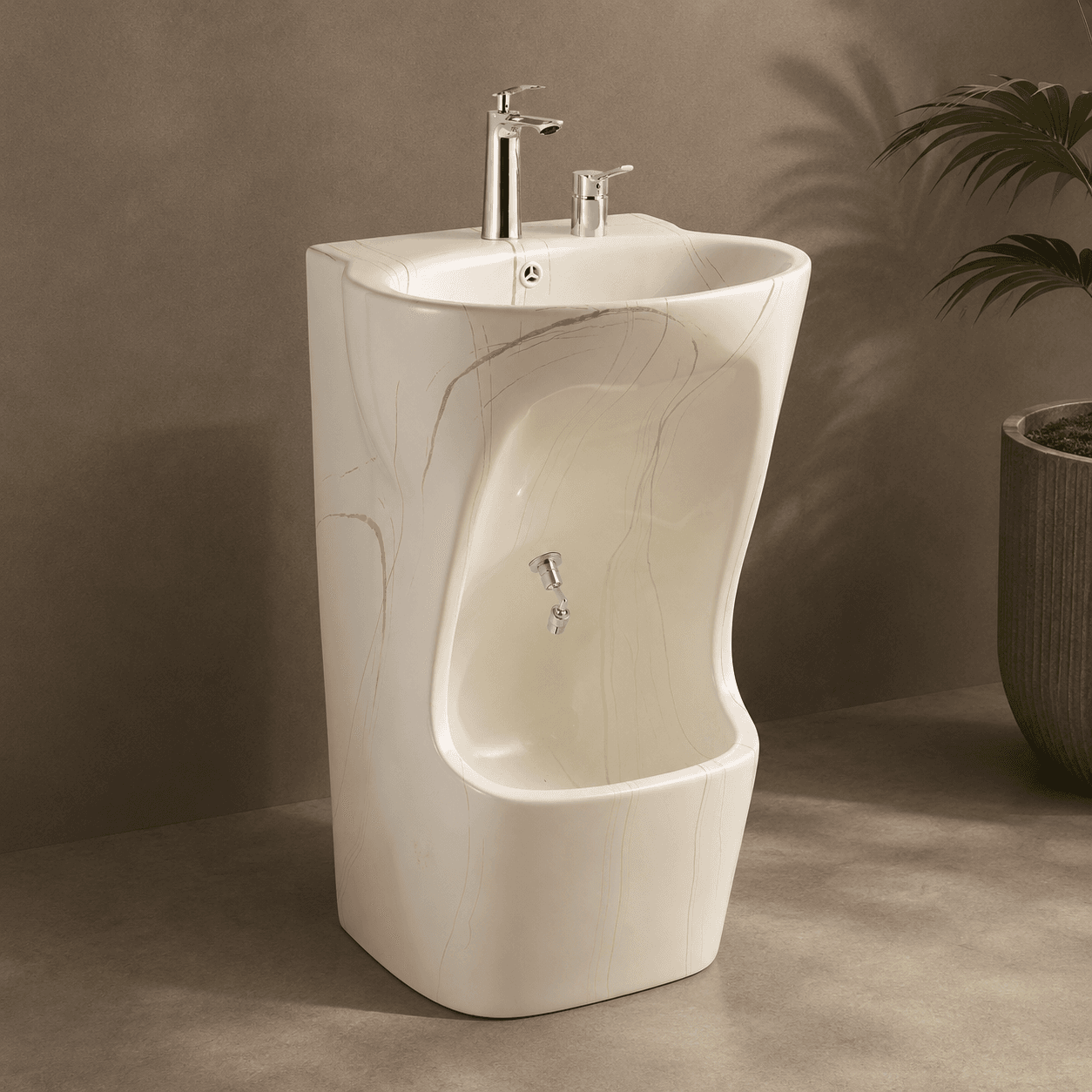 Gold-Veined Marble wudu sink finish
